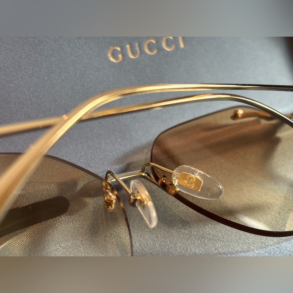Gucci 💅 Brown Gradient Gold GG Lens 59 15 130 Women's Sunglasses GG0651S 005 NEW - Picture 8 of 16